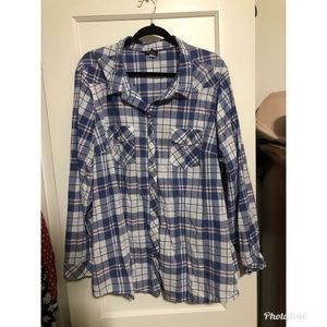 Torrid blue and white plaid button down